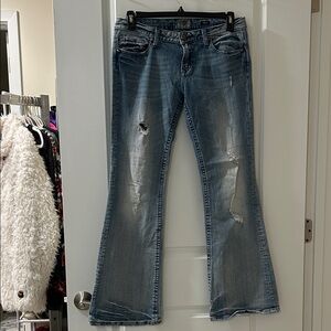 REROCK Express Distressed Flare Jeans